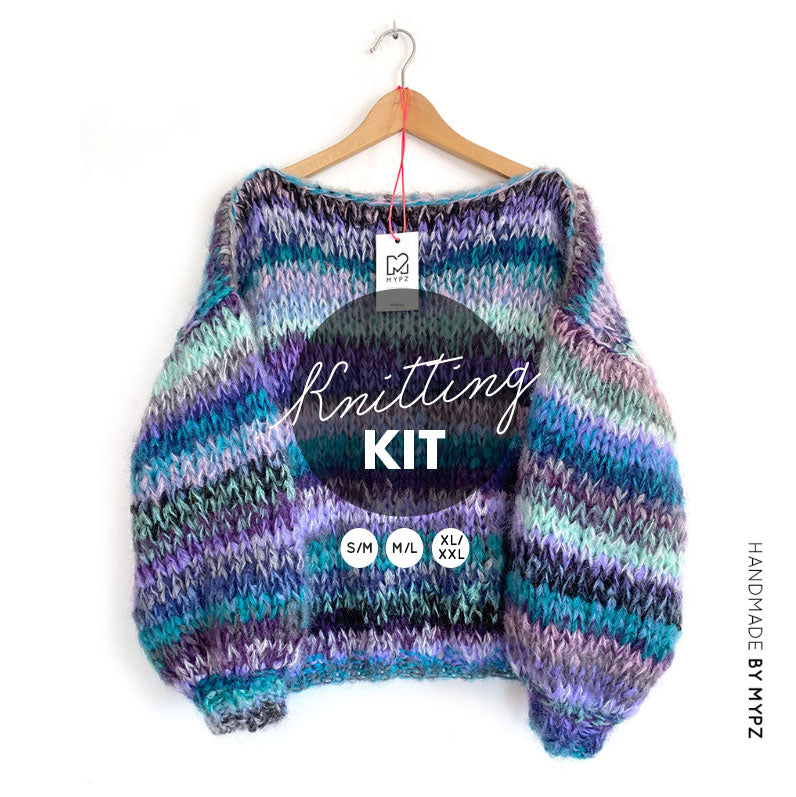 MYPZ knitting kit chunky mohair pullover knitwear Purple rain