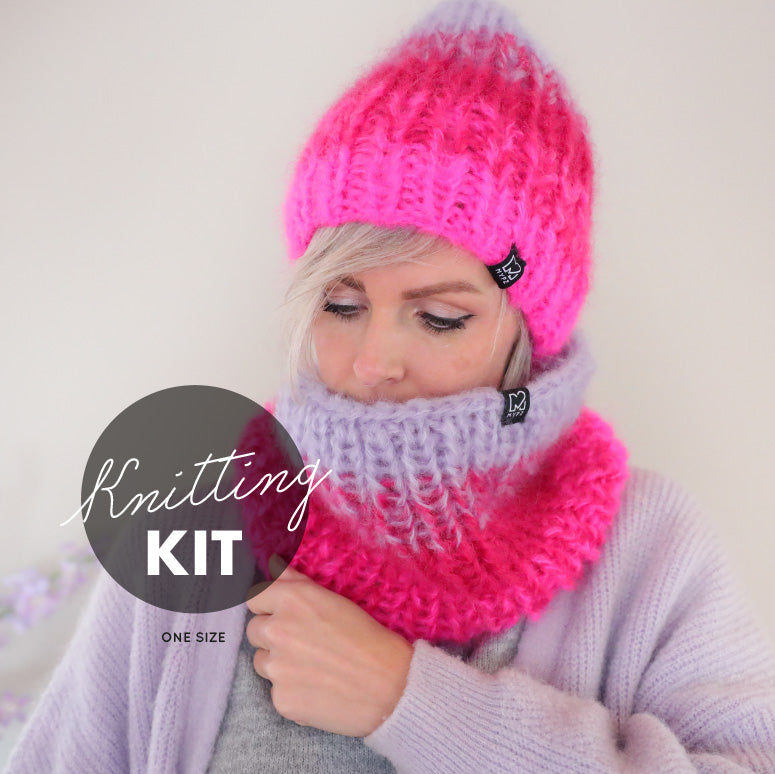 Knitting Kit – Gradient chunky mohair hat + snood (ENG-NL) kit
