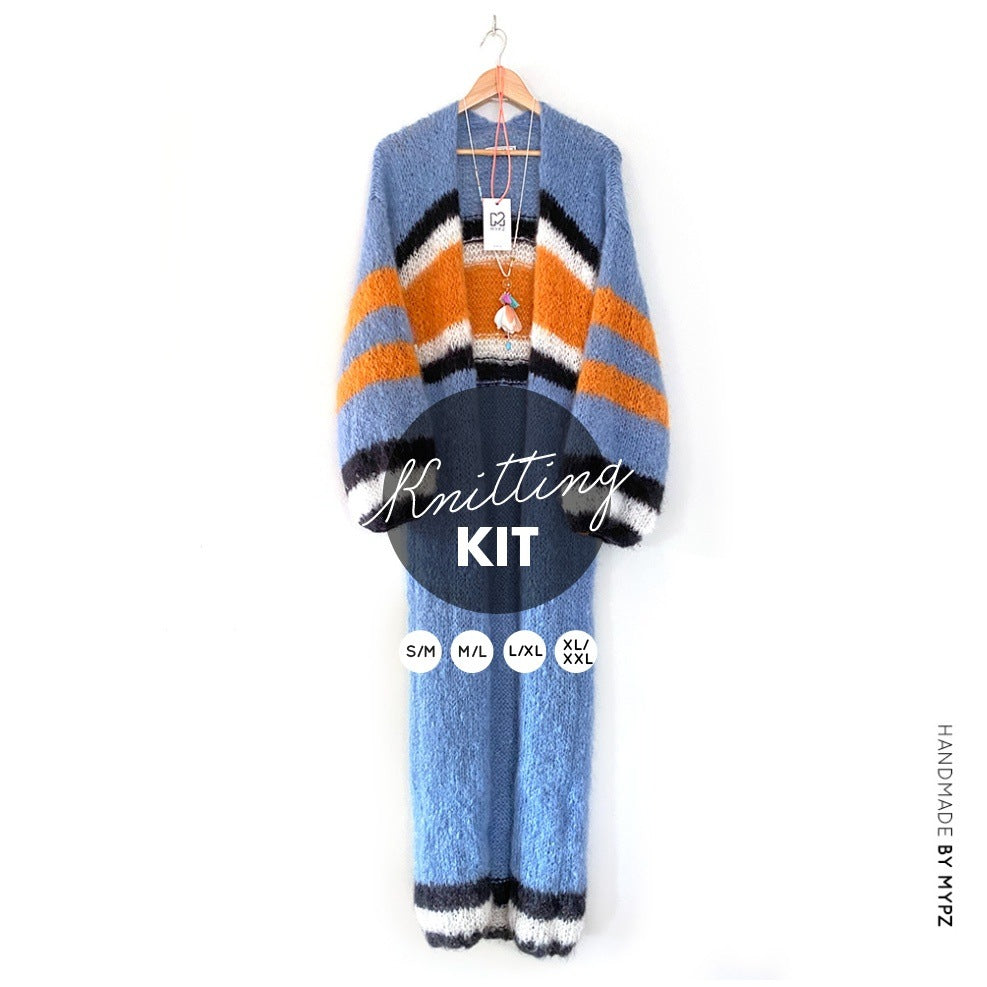 MYPZ knitting kit long mohair cardigan cool blue no10