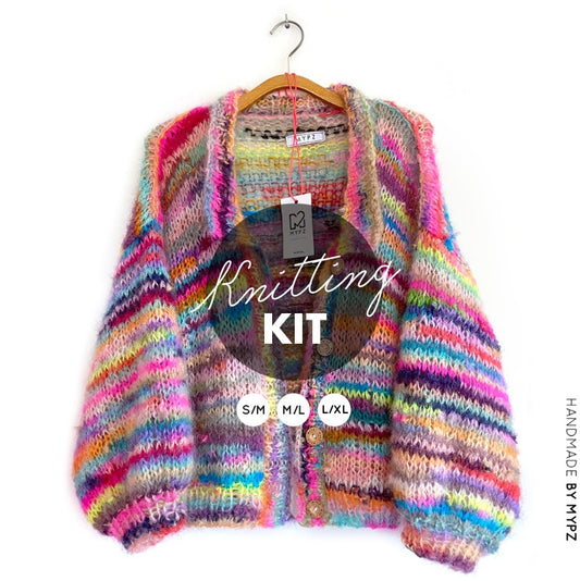 MYPZ knitting kit Short light mohair scrap yarn cardigan