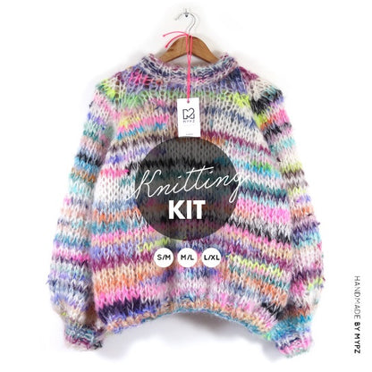 MYPZ knitting kit chunky mohair scrap yarn raglan sweater