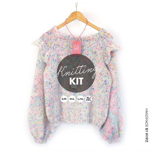 MYPZ knitting kit Top-down ruffle confetti sweater no6