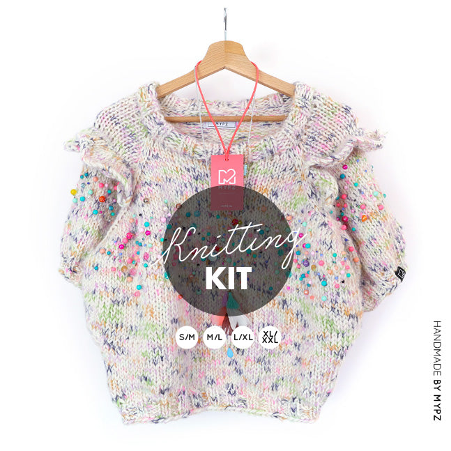 Knitting Kit – MYPZ top-down ruffle sweater Alpaca Beads No6 (ENG-NL)