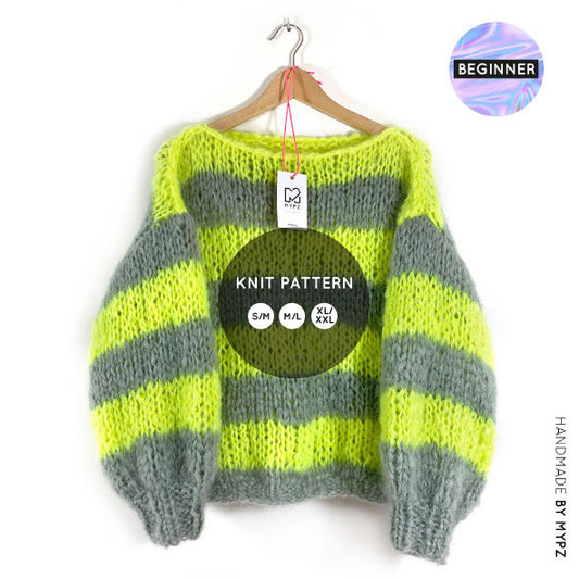 Knit pattern – MYPZ basic BIG chunky mohair pullover NEON for beginners NO.15 (ENG-NL)