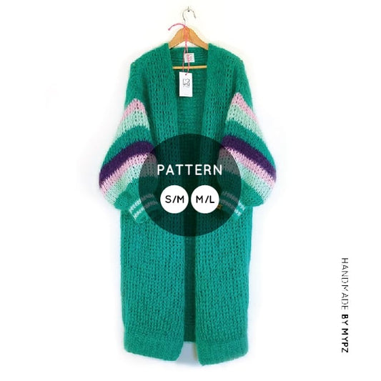 Crochet pattern – MYPZ long green mohair cardigan (ENG-NL)