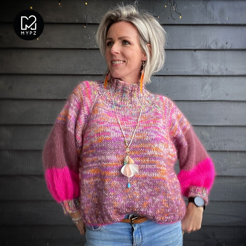Knit pattern – MYPZ Raglan top-down sweater Pinky Brown No6 (ENG-NL)