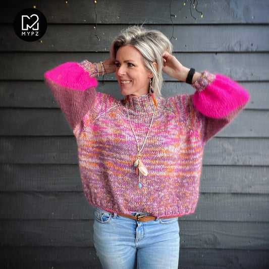 Knitting pattern – MYPZ Raglan top-down sweater Pinky brown No6 (ENG-NL)