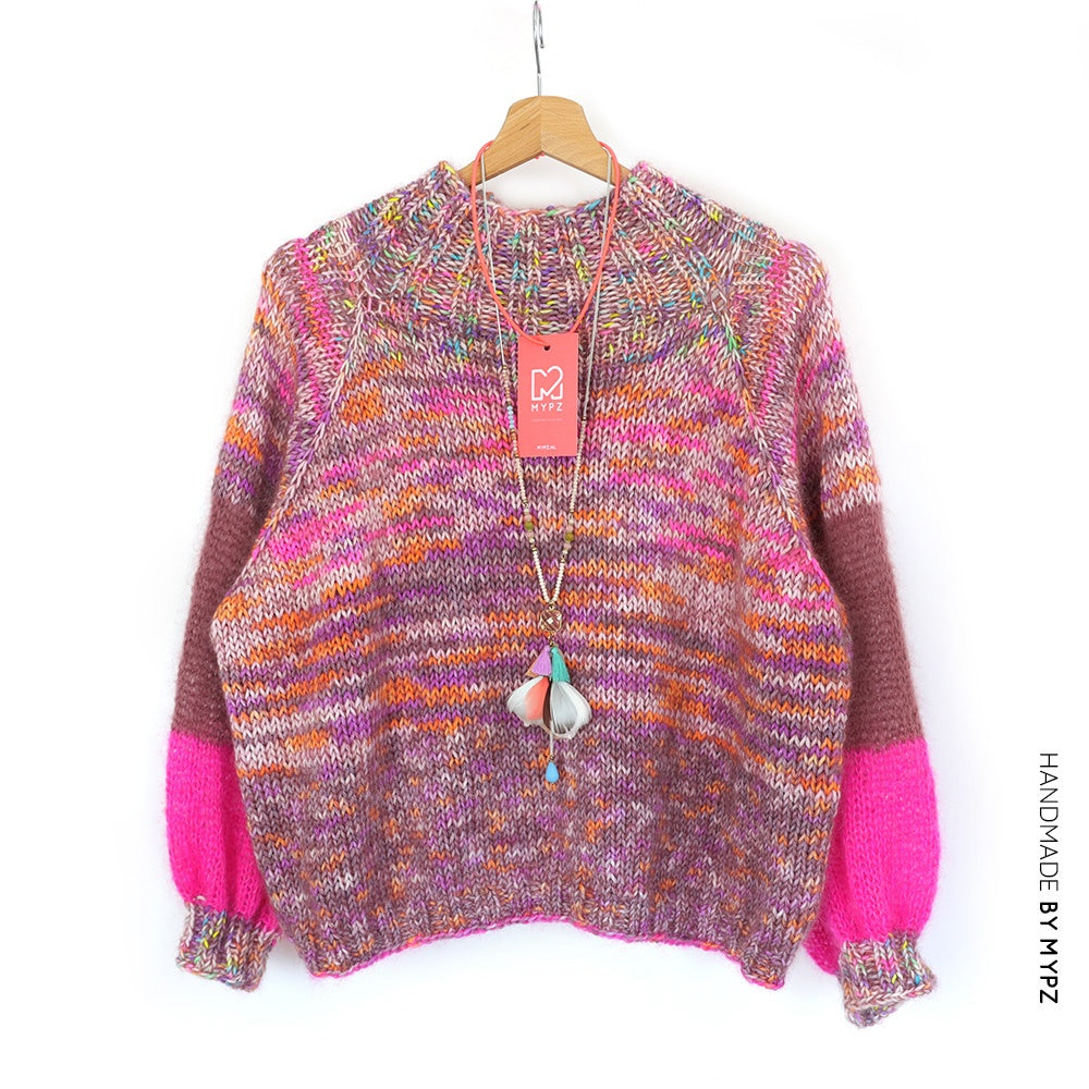 MYPZ Raglan top-down sweater Pinky brown No6 (ENG-NL)