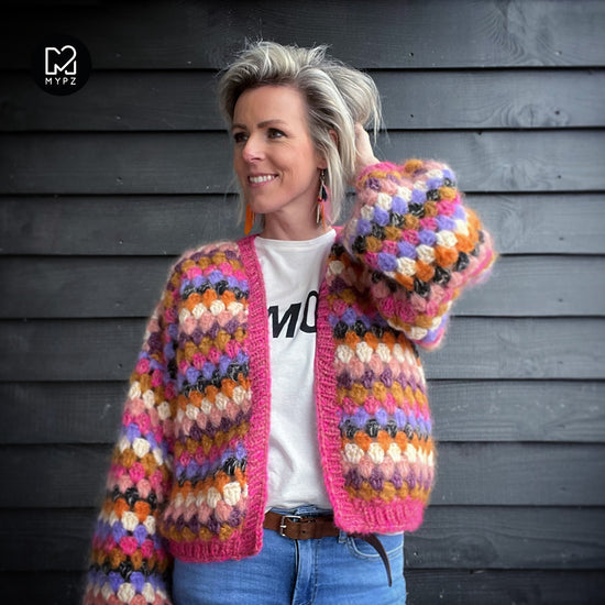 Crochet pattern - MYPZ short Mohair Granny stripes cardigan Rosé (ENG ...