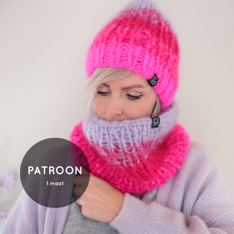 Knitting pattern – Gradient chunky mohair hat + snood (ENG-NL)