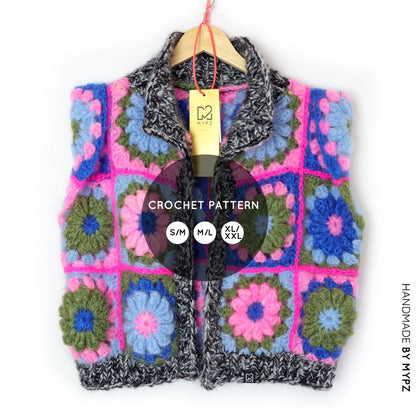 Crochet pattern - MYPZ 3D Granny Gilet PinkyBlue (ENG-NL)